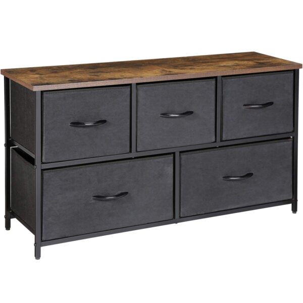 Kamiler Wide Dresser Storage Tower 5 Drawer Organizer Chest