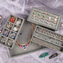 Mebbay 4 in One Stackable Sackcloth Jewelry Trays