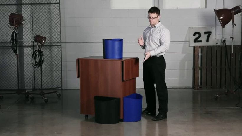 Desk-Side Recycling Trash Can 9794BB - Black and Blue, Latching 3-Gallon Bins for Easy Waste Disposal