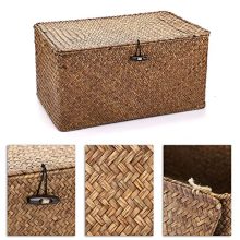 Hipiwe Set of 3 Natural Seagrass Storage Baskets with Lid