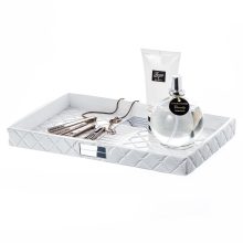 Quilted Mirror Vanity Tray – Decorative Cosmetics Organizer