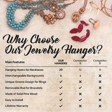 Wall Mounted-Rustic Wooden Jewelry Hanger