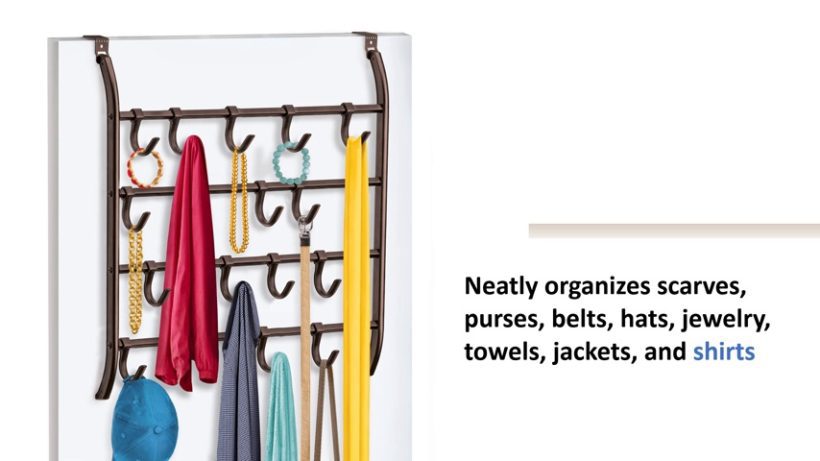 Lynk Over Door or Wall Mount 16 Hook Rack Shirt