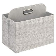 mDesign Rectangle Two Bin Tote Organizer with Integrated Handle for Magazines