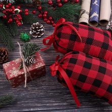 Aneco 16 Pieces Mini Christmas Red and Black Plaid