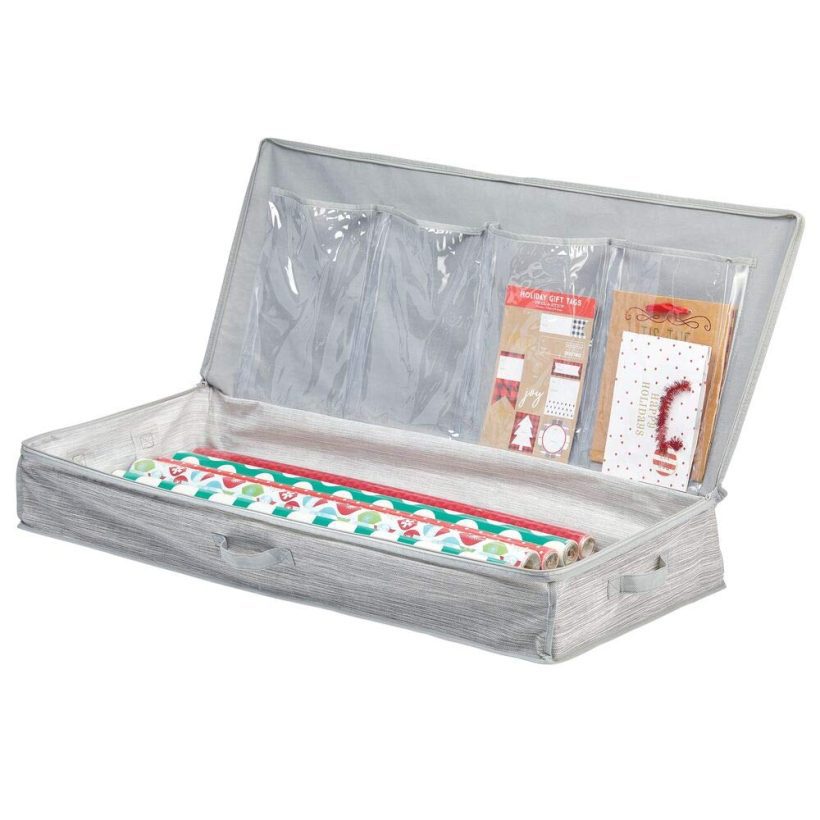 mDesign Soft Stripe Long Gift Wrap Bag with Handles