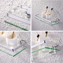 KES Aluminum Bathroom Glass Shelf Tempered Glass Rectangular