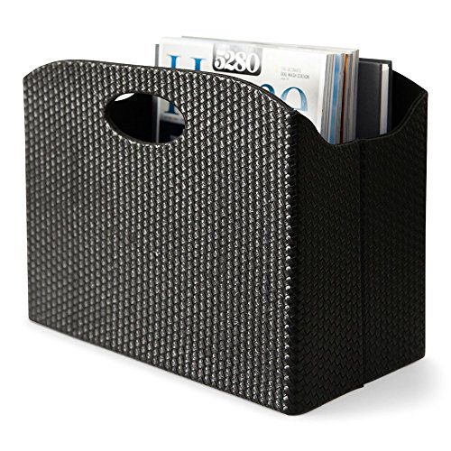 Blu Monaco - Quality Leather Magazine Holder - Basket with Handles
