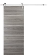 Barn Sliding Grey Door 42 x 84 with Stainless Steel Hardware
