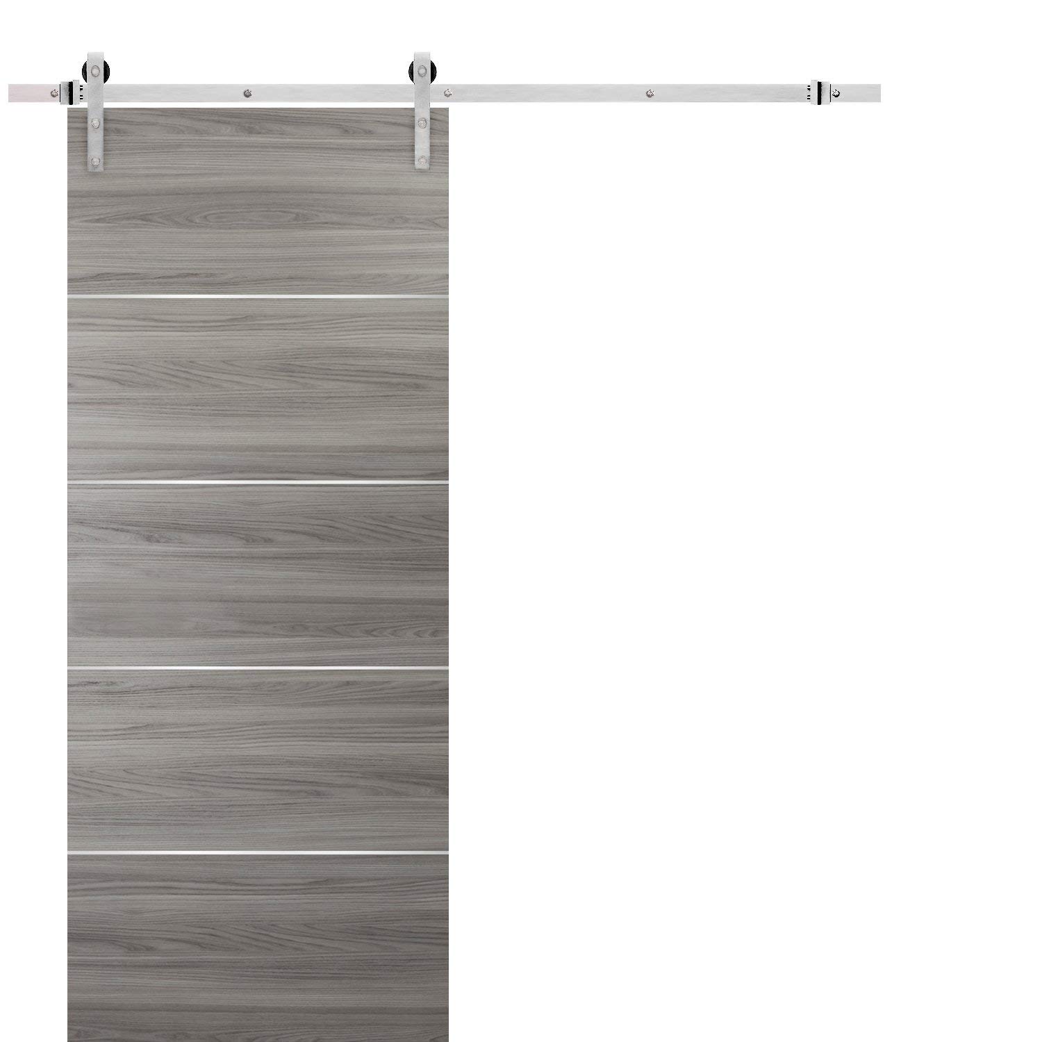 Barn Sliding Grey Door 42 x 84 with Stainless Steel Hardware