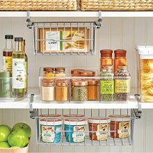 mDesign Hanging Baskets, Sliding Under Shelf Hanging Wire Storage