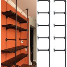 Industrial Retro Wall Mount Iron Pipe Shelf,DIY Open Bookshelf