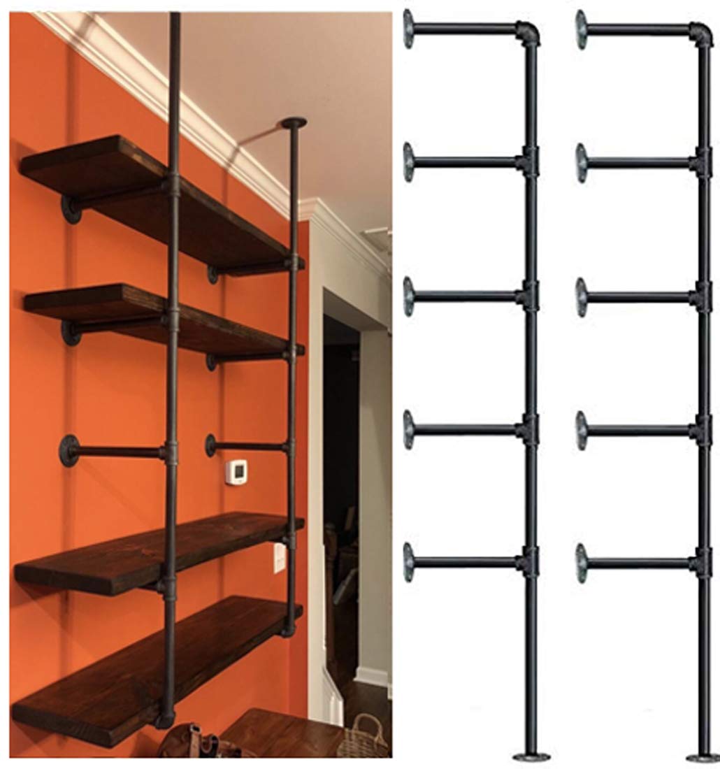 Industrial Retro Wall Mount Iron Pipe Shelf,DIY Open Bookshelf