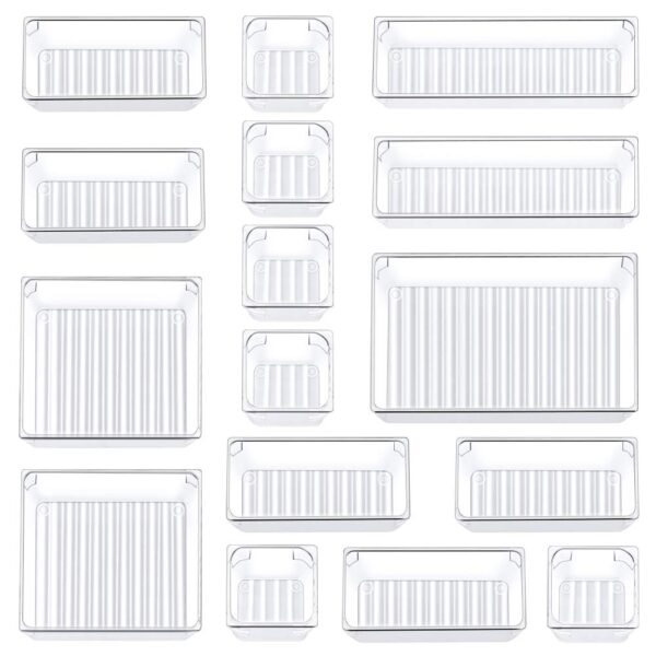 Kootek 16 Pcs Desk Drawer Organizer Set 5-Size Bathroom Drawer
