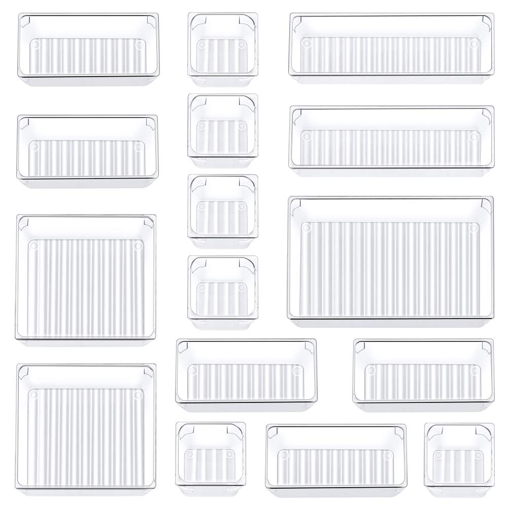 Kootek 16 Pcs Desk Drawer Organizer Set 5-Size Bathroom Drawer