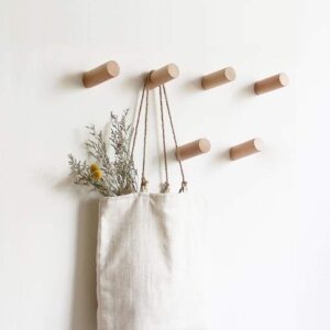 HomeDo Natural Wooden Coat Hooks Wall Mounted