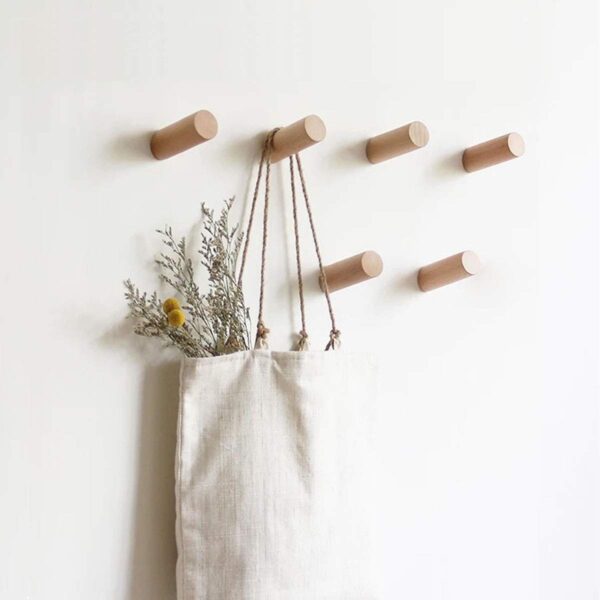 HomeDo Natural Wooden Coat Hooks Wall Mounted