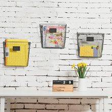 MyGift Set of 3 Rustic Metal Wire Wall-Mounted Home Office