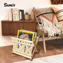Sunlit Boho Macrame Magazine Rack, Decorative Books Magazines