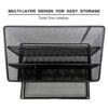 All in one black office desk mesh organizer with 5 compartments