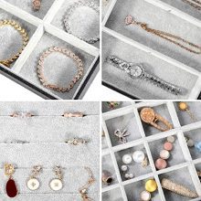 GISK Set of 4 Velvet Jewelry Trays Organizer Set