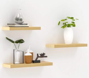 INMAN Floating Shelves Wood Wall Shelves Set of 3