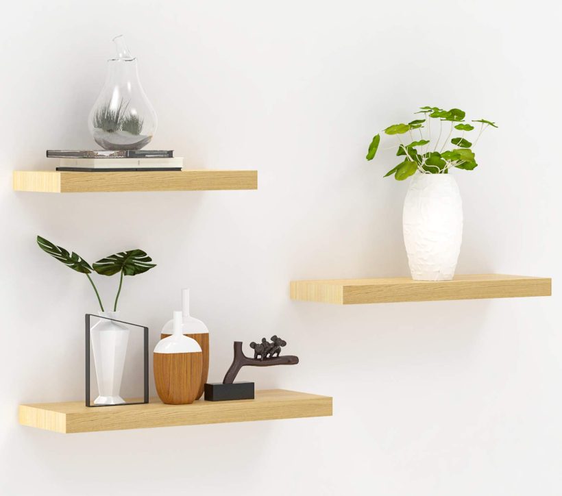INMAN Floating Shelves Wood Wall Shelves Set of 3