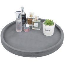 Gray Round Concrete Bathroom Vanity Tray