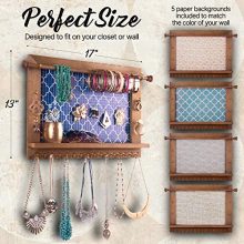Wall Mounted-Rustic Wooden Jewelry Hanger