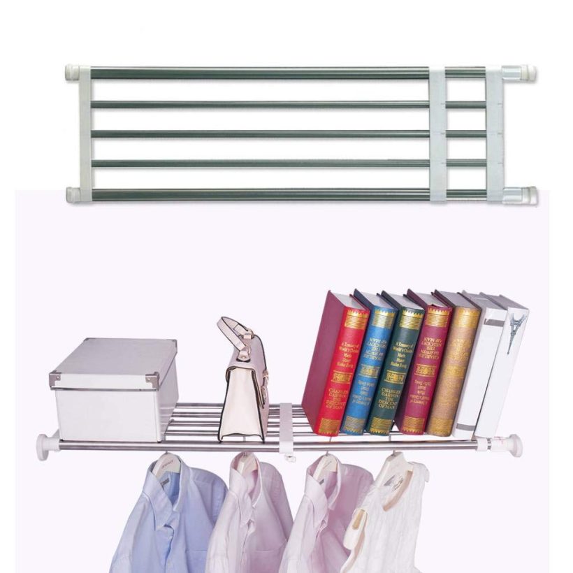 BAOYOUNI Closet Tension Shelf Rod Heavy Duty
