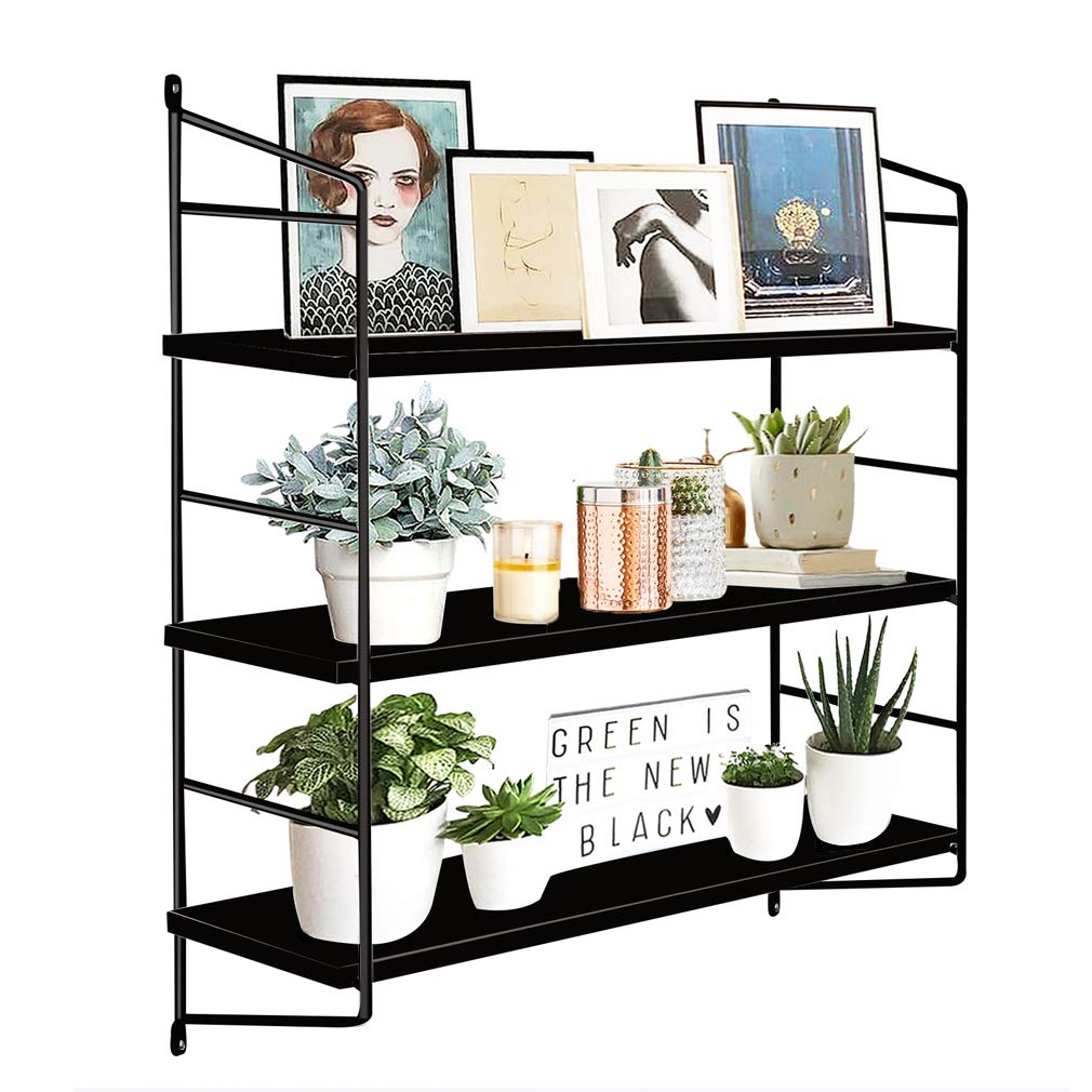 BOLUO Black Wall Shelf Bathroom Floating Shelves Mounted