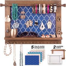 Wall Mounted-Rustic Wooden Jewelry Hanger