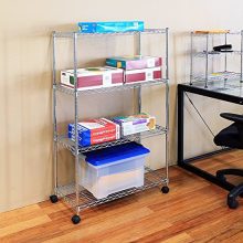 Seville Classics 4-Tier Steel Wire Shelving with Wheels