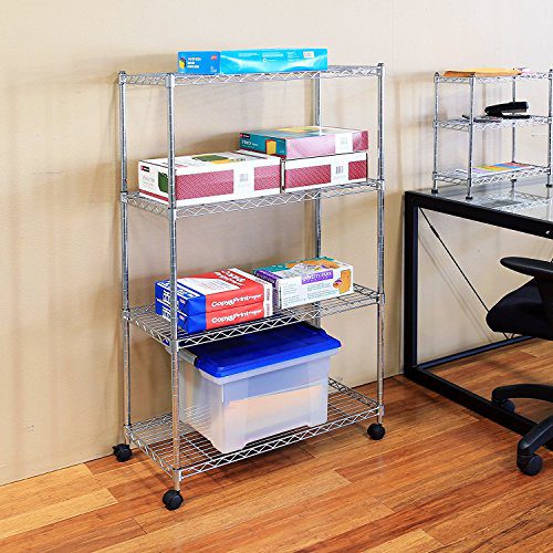 Seville Classics 4-Tier Steel Wire Shelving with Wheels
