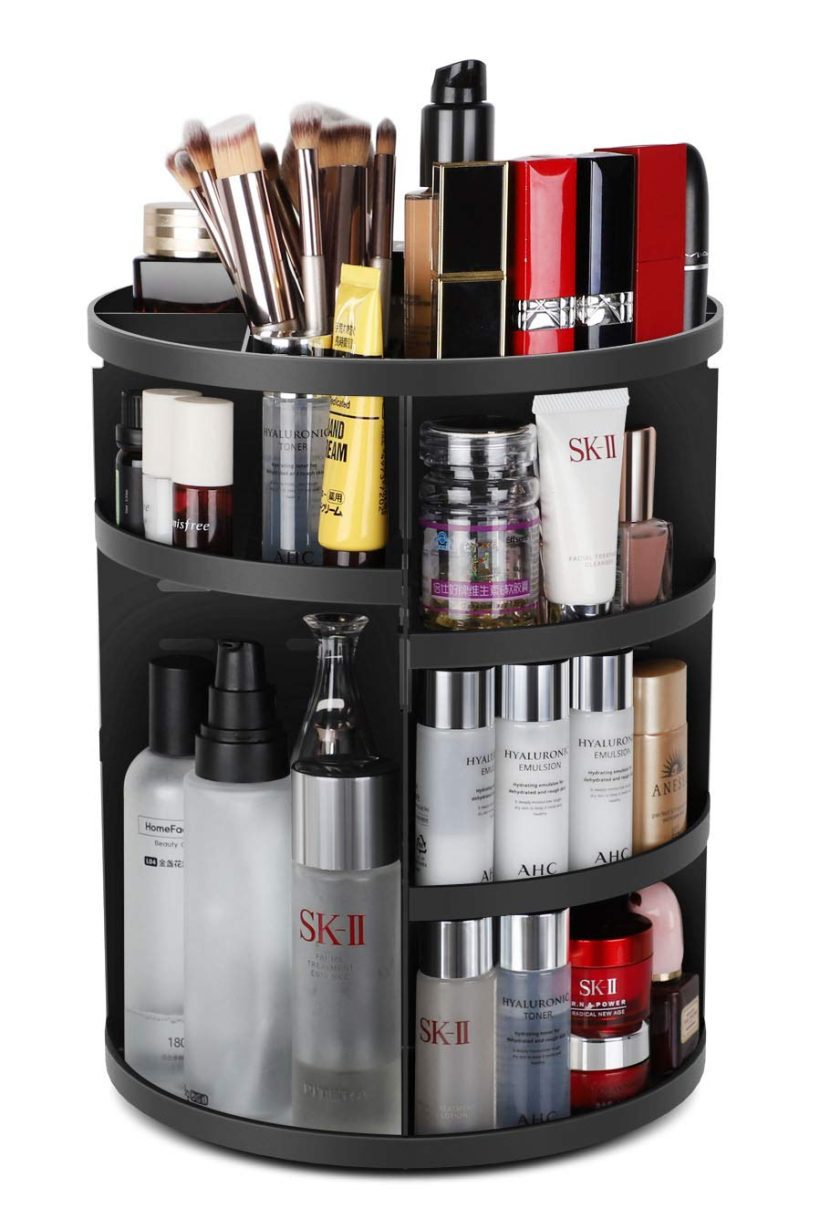 Adjustable Bathroom Makeup Carousel Spinning Holder Rack