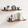 Set of 2 Redware Wood Floating Shelf