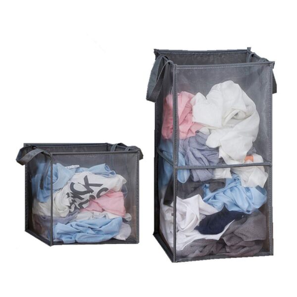 Laundry Hamper Mesh Double Clothes Organizer