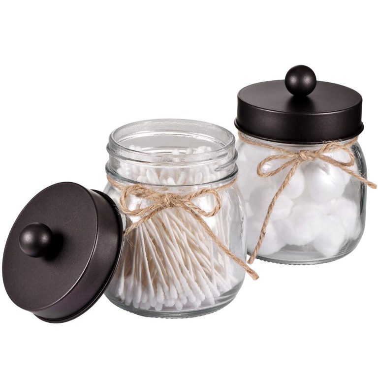 Amolliar Mason Jar Bathroom Vanity Organizer - Rustic Farmhouse Decor