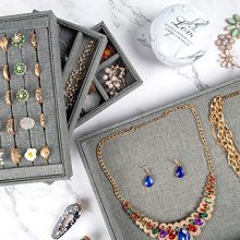 Mebbay 4 in One Stackable Sackcloth Jewelry Trays