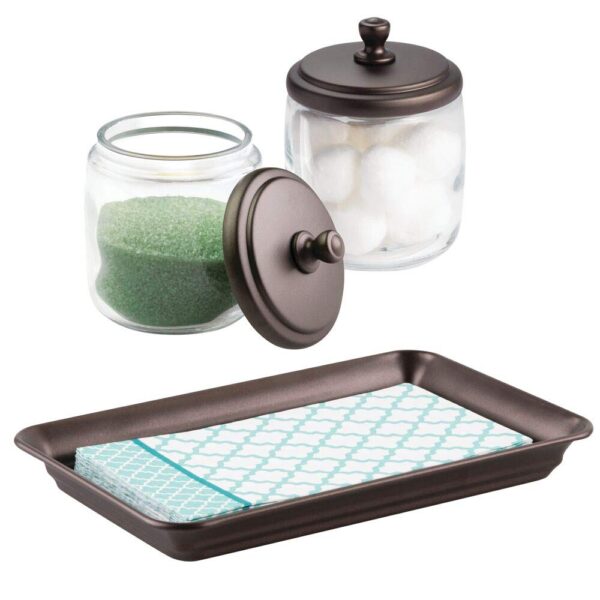 Vanity Storage Organizer Canister Jars and Vanity Tray Set