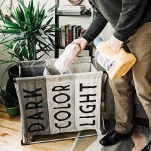 HOMEST Laundry Basket 3 Sections, Large Dirty Clothes
