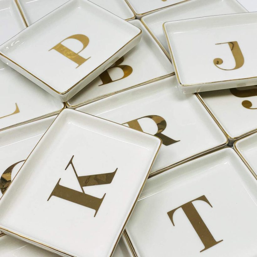 Simple Shine. Key Dish Jewelry Tray with Initial