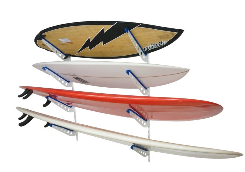 Metal Surfboard Storage Rack, 4 Surf Adjustable Home Wall Mount