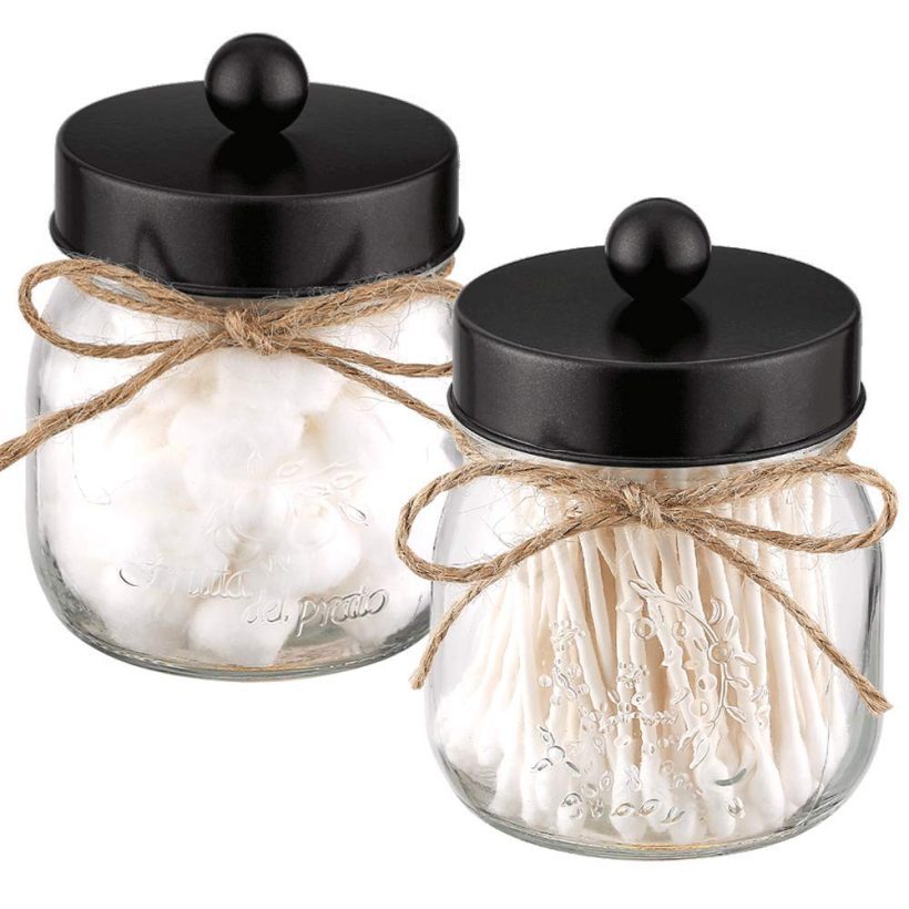 Farmhouse Decor Qtip Dispenser Holder Glass