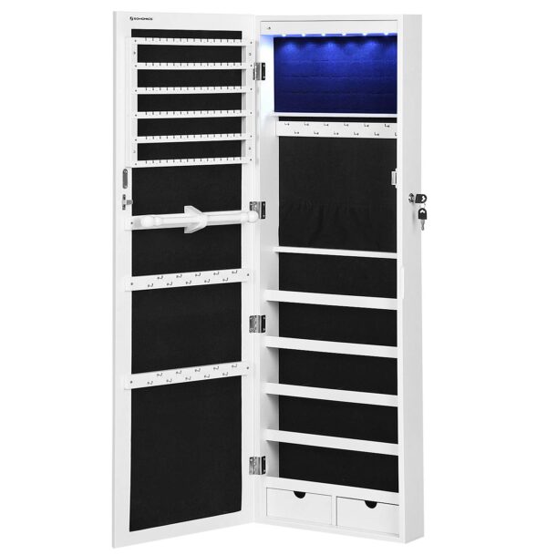 SONGMICS 6 LEDs Mirror Jewelry Cabinet