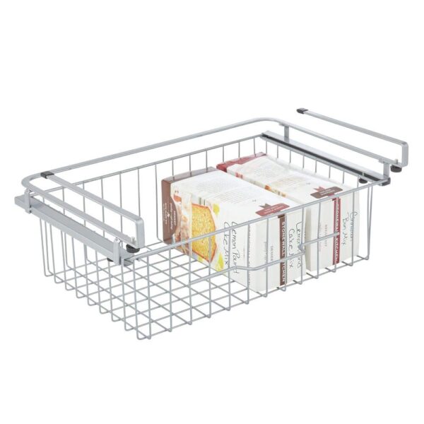 mDesign Hanging Baskets, Sliding Under Shelf Hanging Wire Storage