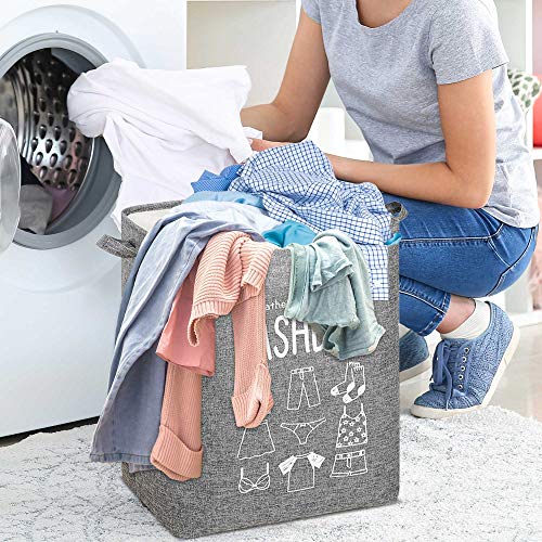Collapsible Basket for Odorless Dirty Clothes Storage, Waterproof Cotton Linen with Handles for Easy Transport - Ideal for Bathroom, Bedroom, and Laundry Room