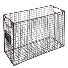 File Folder Organizer Wire Brown Metal Document Storage Container
