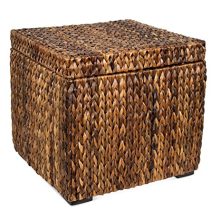 BIRDROCK HOME Woven Storage Cube - Abaca Seagrass Decorative Ottoman