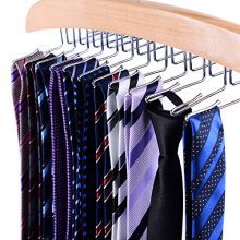 Ohuhu Tie Rack, Wooden Tie Organizer, 24 Tie Hanger Hook Storage Rack